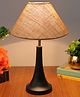Homesake Black Metal Table Lamp with Fabric Shade, E27 holder, Cone, Jute Cone