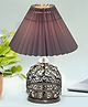 Homesake Modern Small Crystal Table Lamp,Contemporary Bedroom Bedside Nightstand Lamp,Desk Globe Lamp for Living Room Girls Kids Room, Grey Pleated Fabric Shade
