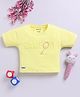 Biskid Cotton Half Sleeves Game On Text Puff Printed Top - Lemon