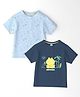 Nauti Nati Cotton Pack Of 2 Half Sleeves Frog & Trees Printed Tees - Light & Navy Blue