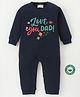 BLUSHES 100% Cotton Fathers Day Theme Full Sleeves Love You Dad Text Printed Romper - Navy Blue