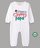 BLUSHES 100% Cotton Fathers Day Theme Half Sleeves I Have A Super Papa Text Printed Romper - White