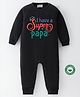 BLUSHES 100% Cotton Fathers Day Theme Half Sleeves I Have A Super Papa Text Printed Romper - Black