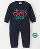 BLUSHES 100% Cotton Fathers Day Theme Half Sleeves I Have A Super Papa Text Printed Romper - Navy Blue