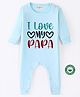 BLUSHES 100% Cotton Fathers Day Theme Half Sleeves I Love My Papa Text Printed Romper - Aqua Blue