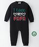 BLUSHES 100% Cotton Fathers Day Theme Half Sleeves I Love My Papa Text Printed Romper - Black
