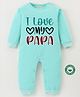 BLUSHES 100% Cotton Fathers Day Theme Half Sleeves I Love My Papa Text Printed Romper - Sea Green