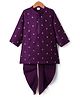 Babyhug Woven Full Sleeves Kurta & Dhoti Set with Floral Embroidery - Purple