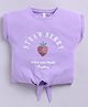 giniekids Cotton Blend Sleeveless Strawberry Puff Printed Crop Top - Lavender