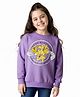 Honeyhap Premium 100% Cotton Knit Full Sleeves Pullover Sweatshirt With Bio Finish & Floral Print - Purple