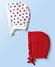Doodle Poodle Interlock Knit Cap With Floral Print Pack Of 2 Red & White - Diameter 18 cm