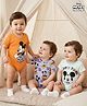 Babyhug Disney Interlock Knit Half Sleeves Onesies with Mickey Mouse and Family Graphics Pack of 3 - Mustard & Lavender