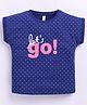giniekids Pure Cotton Sleeveless  Polka Dots & Lets Go Text Printed Top - Navy Peony