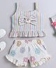 The Magic Wand Sleeveless Striped & Floral Printed Top & Shorts Set - Yellow & Green