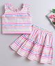 The Magic Wand Cotton Sleeveless Striped & Floral Printed Coordinating Top & Skirt Set - Multi Colour