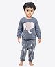 Ariel Pure Cotton Full Sleeves Elephant Patch Embroidered Tee With Joggers - Blue