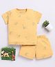 Clt.s Cotton Knit Half Sleeves Animals Printed Tee & Coordinating Shorts Set - Yellow