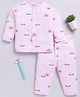 Clt.s Cotton Knit Full Sleeves Saturn & Rainbow Printed Coordinating Night Suit Set - Pink