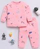 Clt.s Cotton Knit Full Sleeves Wild Animals Printed Coordinating Night Suit Set - Pink