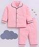 Clt.s Cotton Knit Full Sleeves Clouds & Stars Printed Coordinating Night Suit Set - Pink
