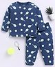 Clt.s Cotton Knit Full Sleeves Tennis Ball Equipment Printed Coordinating Night Suit Set - Blue