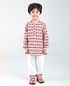 Polka Tots Cotton Woven Full Sleeves Swan Printed Coordinating Night Suit Set - Pink