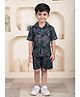 Polka Tots Cotton Woven Half Sleeves Nautical Theme Printed Shirt & Coordinating Shorts Set - Black