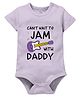 Zeezeezoo 100% Cotton Fathers Day Theme Half Sleeves Cant Wait To Jam With Daddy Text Printed Romper - Lavender