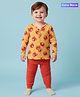 Babyoye Cotton Modal Super Soft Full Sleeves Front Open Thermal Inner Wear Set With Bear Print - Yellow