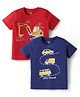 Doodle Poodle 100% Cotton Half Sleeves Vehicle Printed T-Shirts Pack of 2 - Red & Navy Blue