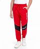 Honeyhap Premium  100% Cotton Looper Knit Full Length Text Printed Lounge Pant With Bio Finish - Racing Red & Black Beauty