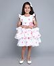 PinkChick Cotton Frill Sleeves Hearts Printed Layered Dress With Hair Clip - Coral