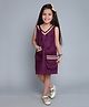 PinkChick Cotton Sleeveless Solid Dress With Sling Bag & Bow Clip Set -Burgandy