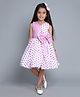 PinkChick Cotton Sleeveless Placement Striped & Polka Dots Printed Bow Applique Detailed Dress With Hair Clip - Purple