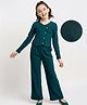 Arias Knit Full Sleeves Front Open Solid Jumpsuit - Dark Green