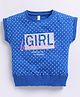 giniekids Cotton Sleeveless Polka Dots & Girl Text Printed Top - Paris Blue