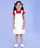 Kiddopanti Cotton Knit Solid Pinafore Dress With Half Sleeves Surf Babe Text Printed Tee - Red & White