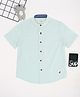 Pantaloons Junior Cotton Flax Woven Half Sleeves Solid Shirt - Light Green