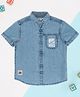 Pantaloons Junior Cotton Knit Half Sleeves Mild Washed Shirt - Light Blue