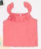 Pantaloons Junior Woven Sleeveless Floral Applique Detailed Self Design Top - Pink