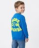 Bonfino 100% Cotton Knit Full Sleeves Sweatshirt With Front & Back Puff Print - Blue