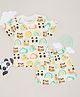 Pantaloons Baby Cotton Knit Half Sleeves Animals Printed Coordinating Tee & Shorts Set - Bright White