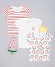 Pantaloons Baby Cotton Knit Pack Of 3 Half Sleeves Striped & Watermelon Printed Tee - Red & Multi Colour
