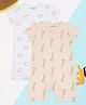 Pantaloons Baby Cotton Knit Pack of 2 Half Sleeves Cute Elephant & Giraffe Printed Rompers - Off White