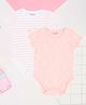 Pantaloons Baby Cotton Knit Pack of 2 Half Sleeves Striped & Bow Printed Onesies - Pink
