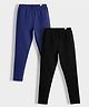 Orange Sugar Cotton Lycra Knit Pack Of 2 Solid Stretchable Leggings - Royal Blue & Black