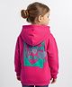 Bonfino 100% Cotton French Terry Knit Full Sleeves Oversized Hooded Sweatjacket With Front & Back Love Print & Kangaroo Pockets - Dark Pink