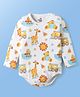 Doodle Poodle 100% Cotton Knit Full Sleeves Onesie With Animal Print - White