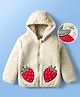 Mark & Mia Full Sleeves Hooded Winter Jacket with Fur & Strawberry Detailing - Beige