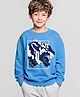 Primo Gino 100% Cotton French Terry Knit Full Sleeves Drop Shoulder  Oversized Sweatshirt with Tiger Print & Embroidery - Light Blue